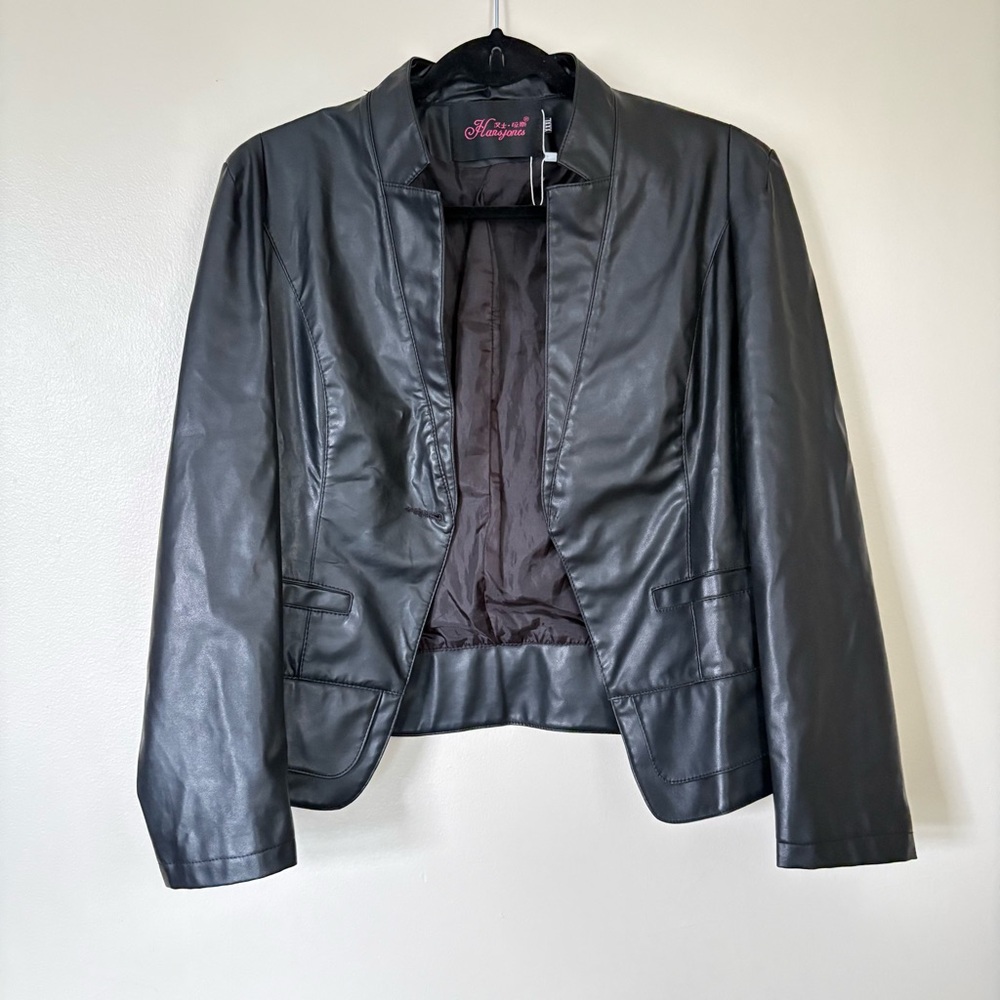 Black Pleather Cotton Jacket Size XXL* Flaw*